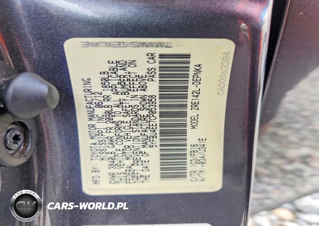 2012 Toyota Corolla Le VIN:5YFBU4EE7CP053958 - 12