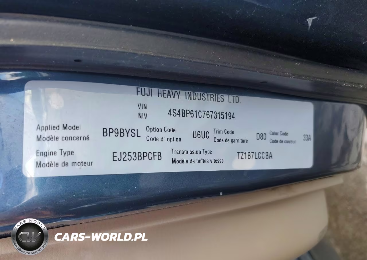 2006 Subaru Legacy Outback 2.5I VIN:4S4BP61C767315194 - 14