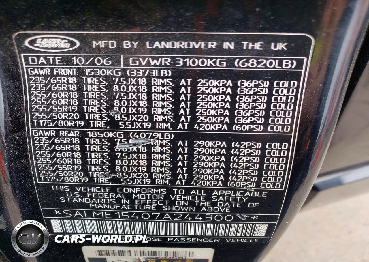 2007 Land Rover Range Rover Hse VIN:SALME15407A244300 - 12