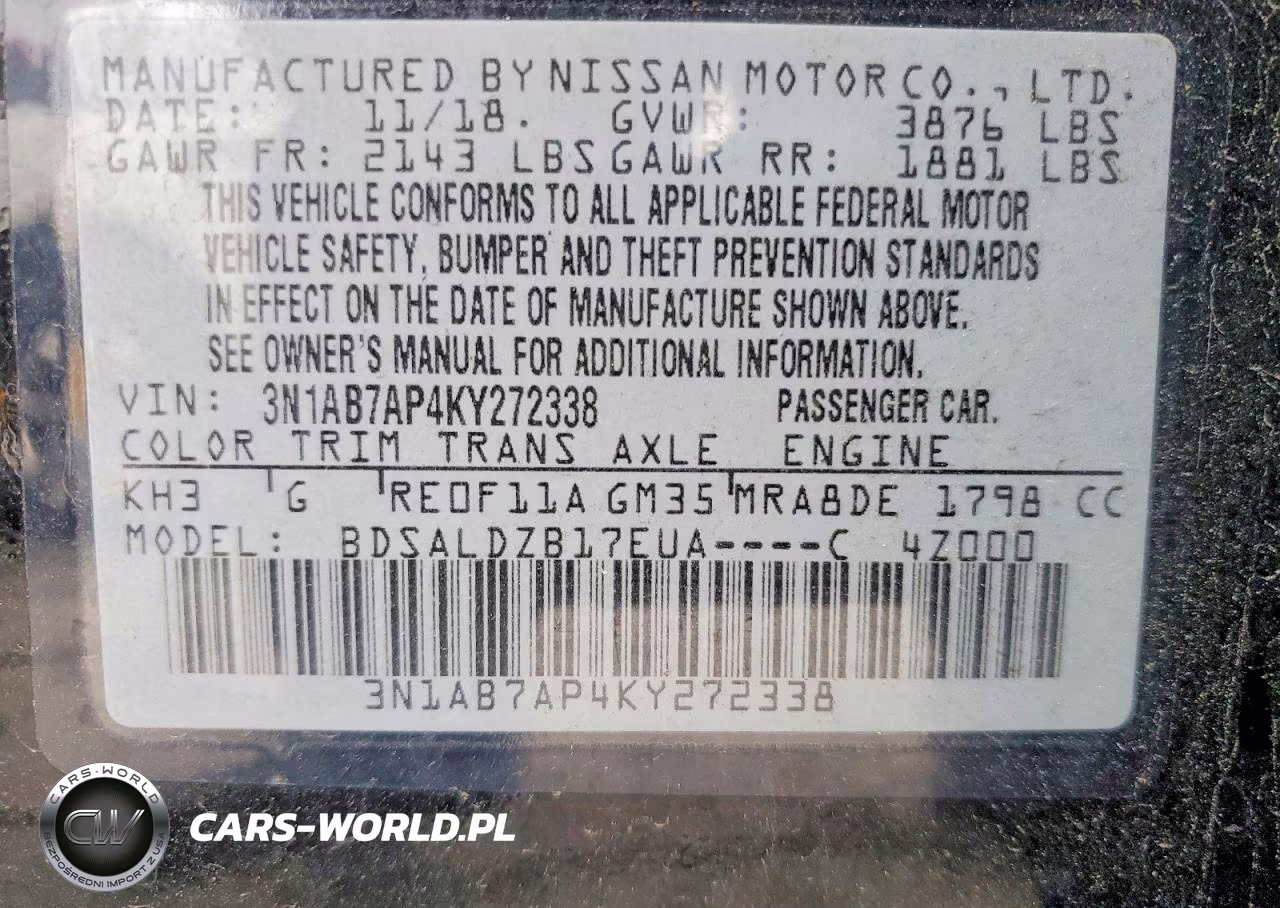 2019 Nissan Sentra Sv VIN:3N1AB7AP4KY272338 - 13