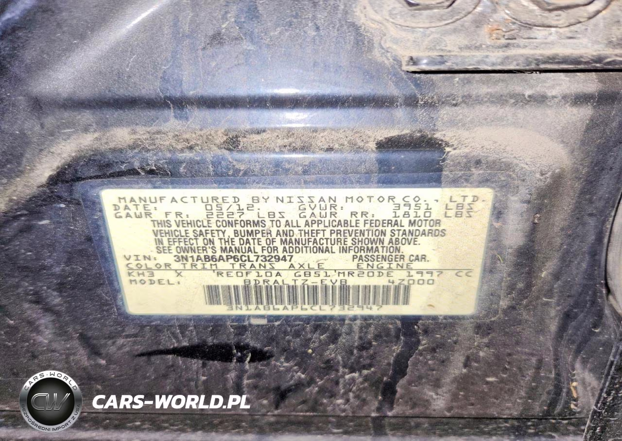 2012 Nissan Sentra 2.0 VIN:3N1AB6AP6CL732947 - 12