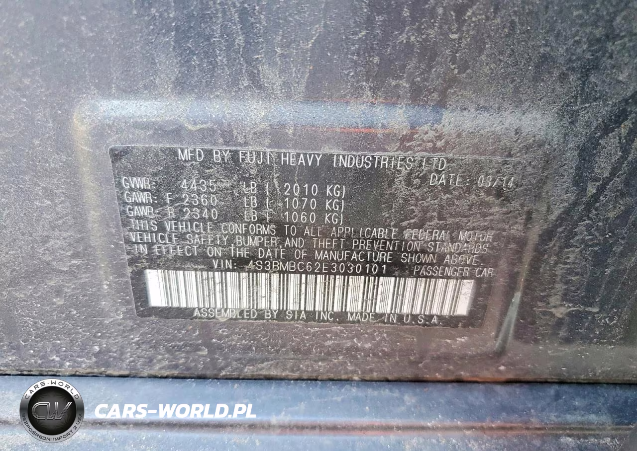2014 Suba Legacy VIN:4S3BMBC62E3030101 - 12