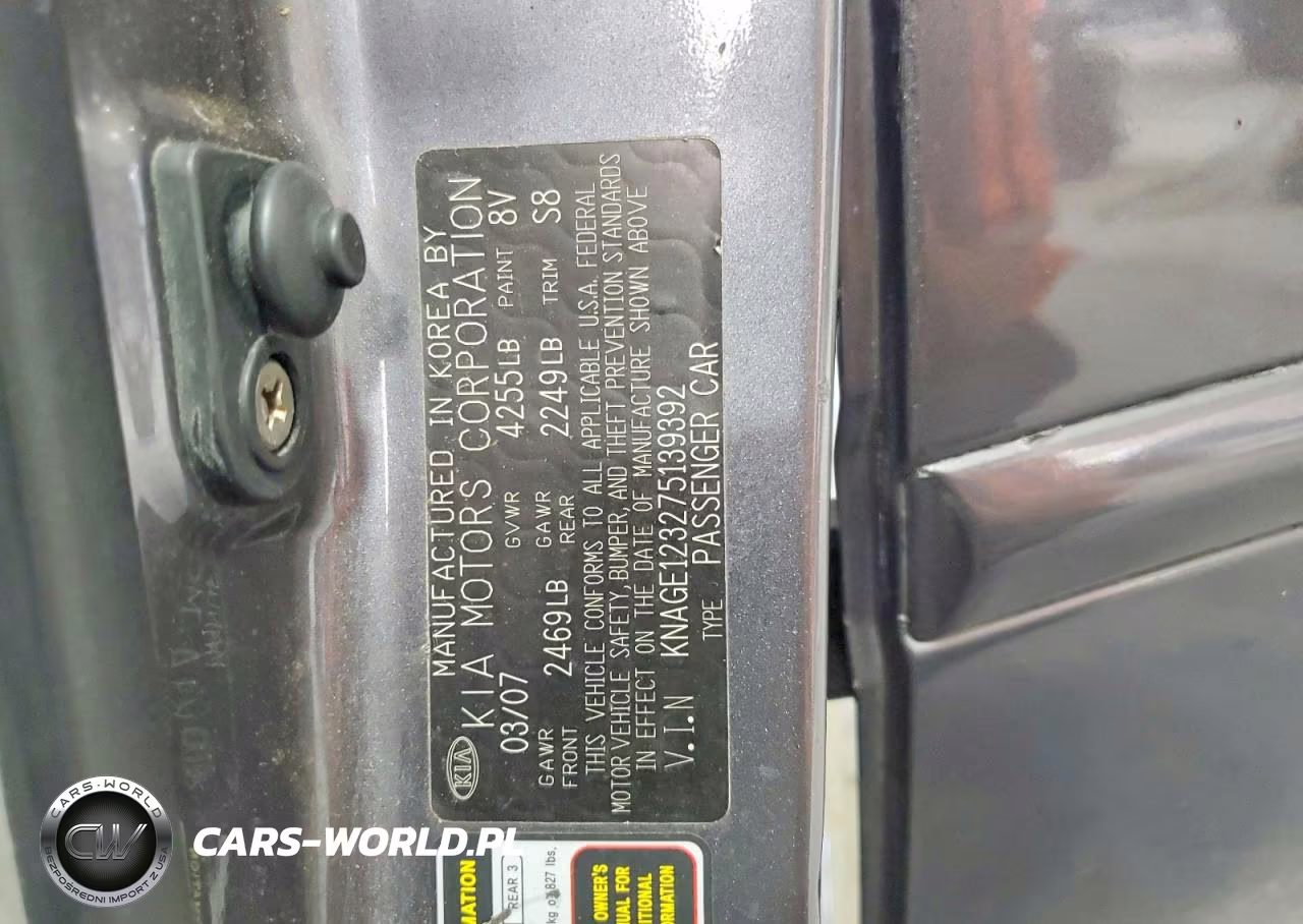 2007 Kia Optima Lx VIN:KNAGE123275139392 - 12
