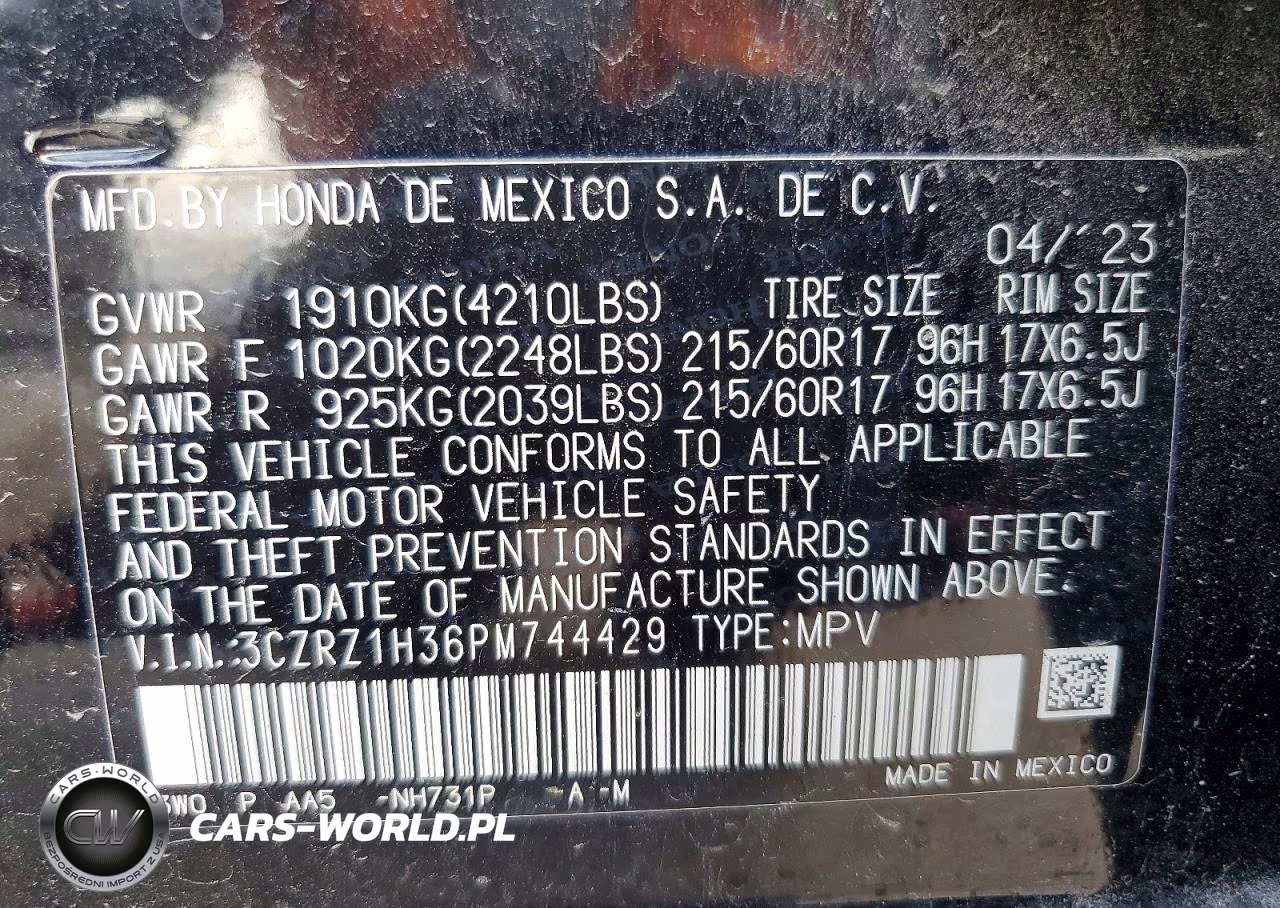 2023 Honda Hr-V Lx VIN:3CZRZ1H36PM744429 - 13