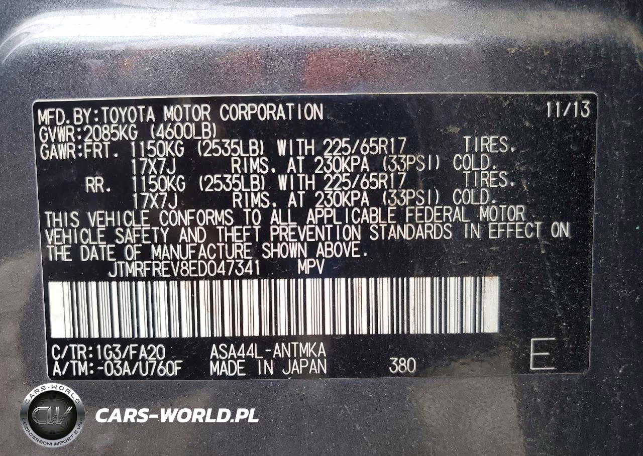 2014 Toyota Rav4 Xle VIN:JTMRFREV8ED047341 - 14