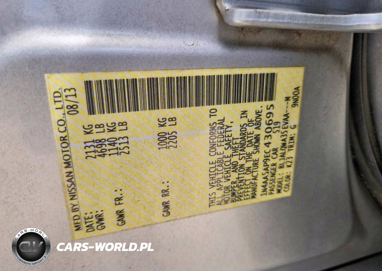 2014 Nissan Maxima 3.5 S VIN:1N4AA5AP9EC430695 - 12