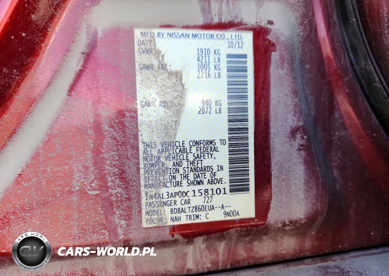 2013 Nissan Altima 2.5 VIN:1N4AL3AP0DC158101 - 12