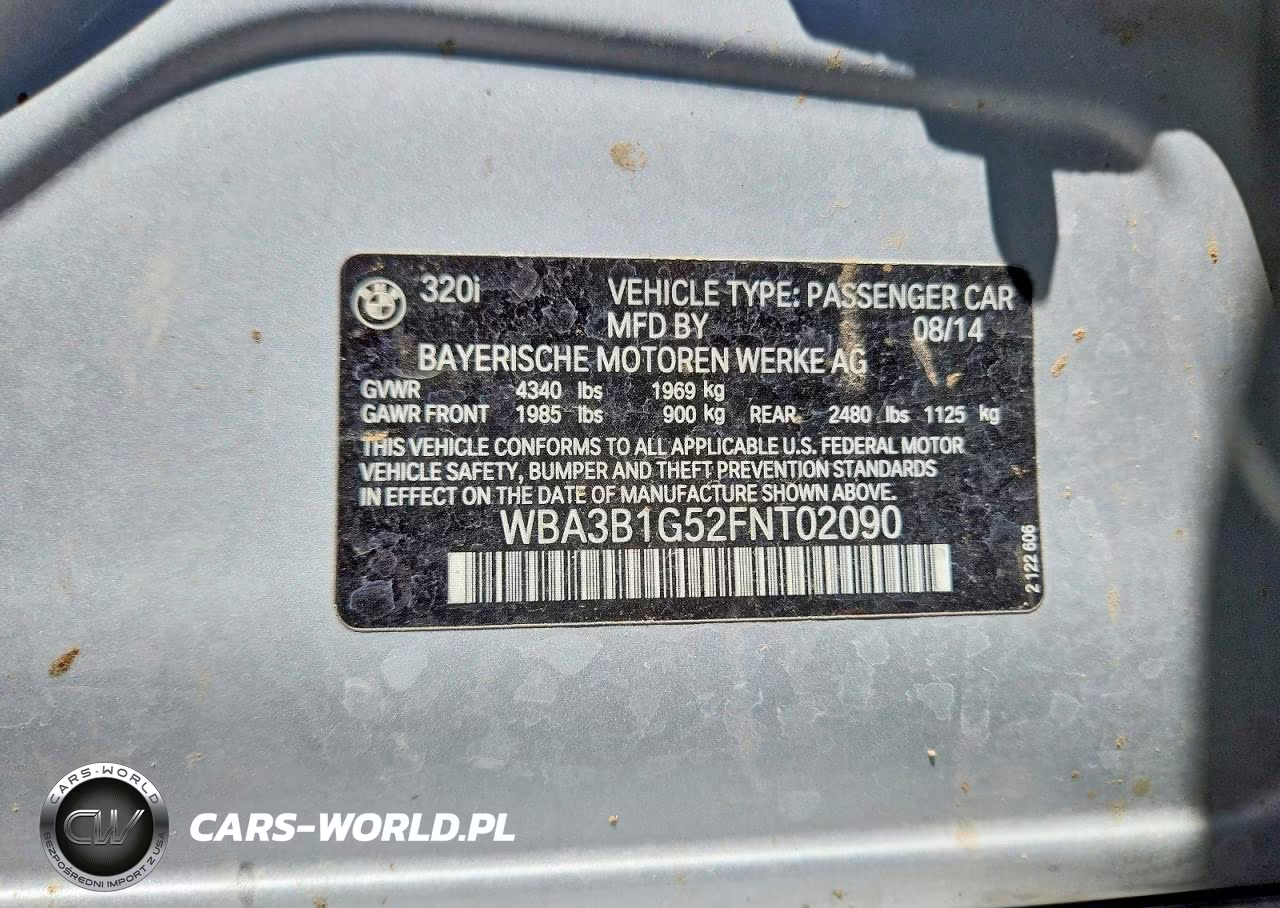2015 BMW 320 I VIN:WBA3B1G52FNT02090 - 12