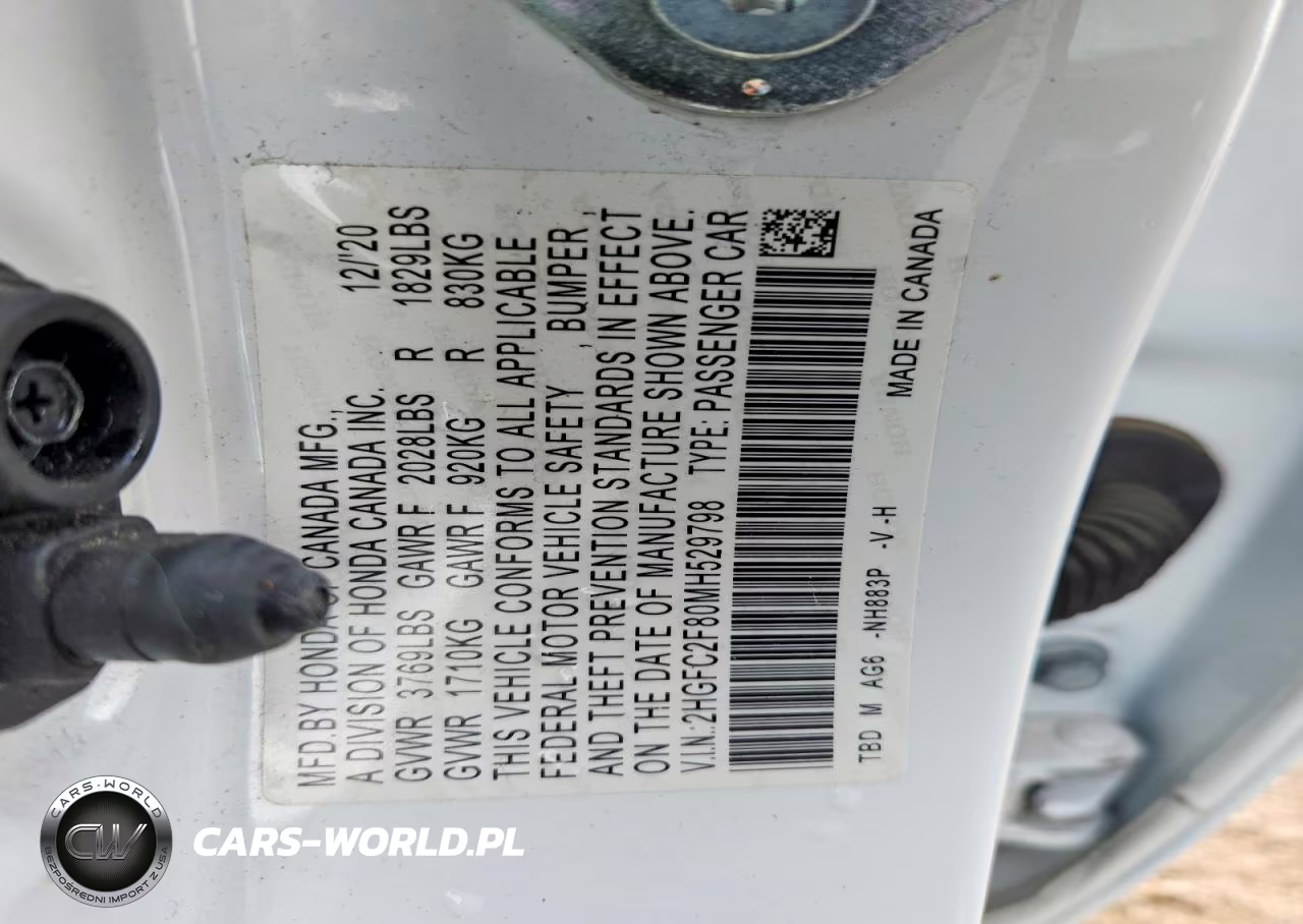 2021 Honda Civic Sport VIN:2HGFC2F80MH529798 - 12