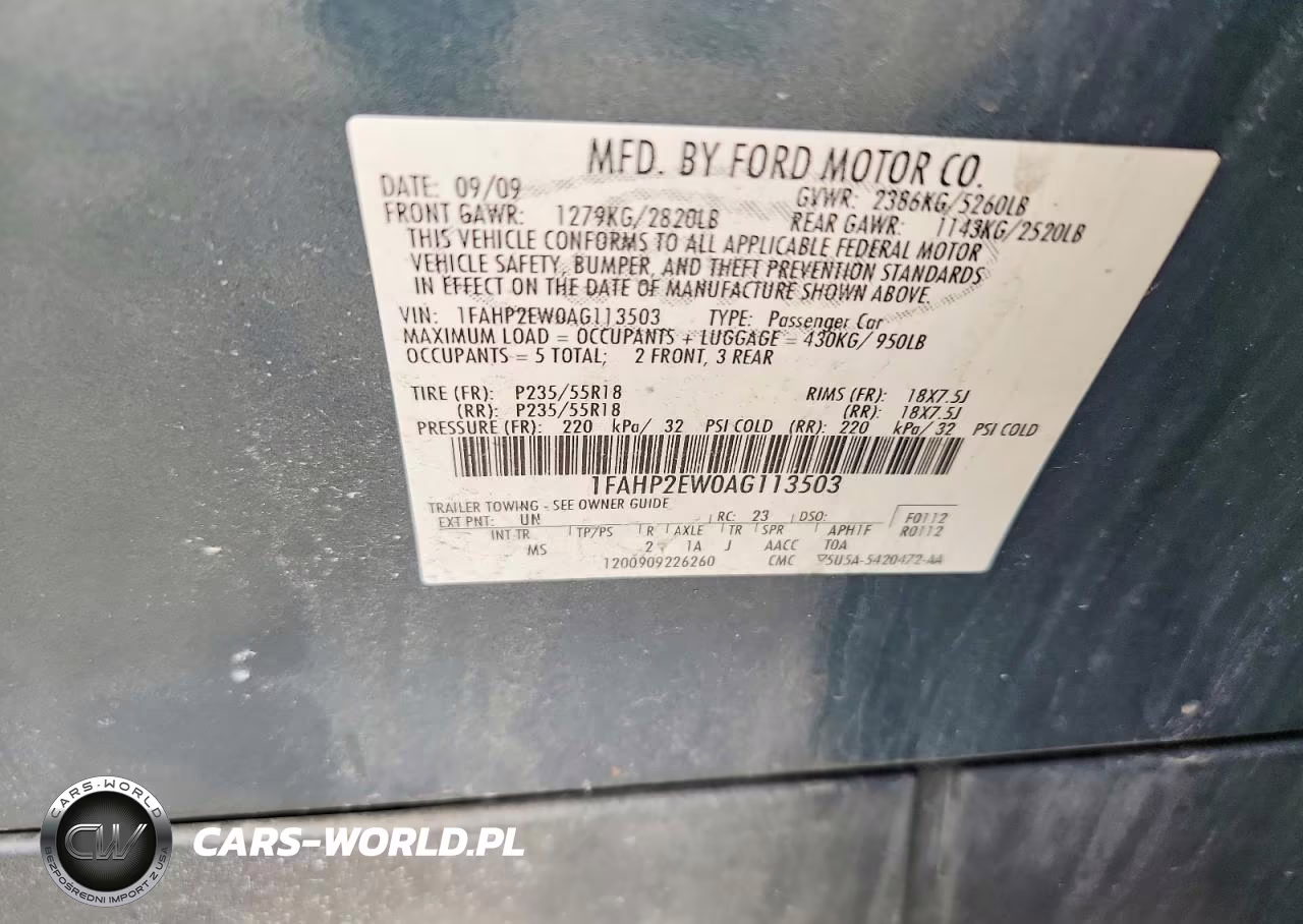 2010 Ford Taurus Sel VIN:1FAHP2EW0AG113503 - 12