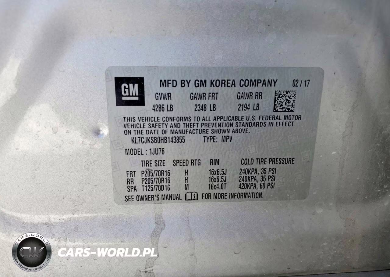 2017 Chevrolet Trax Ls VIN:KL7CJKSB0HB143855 - 12