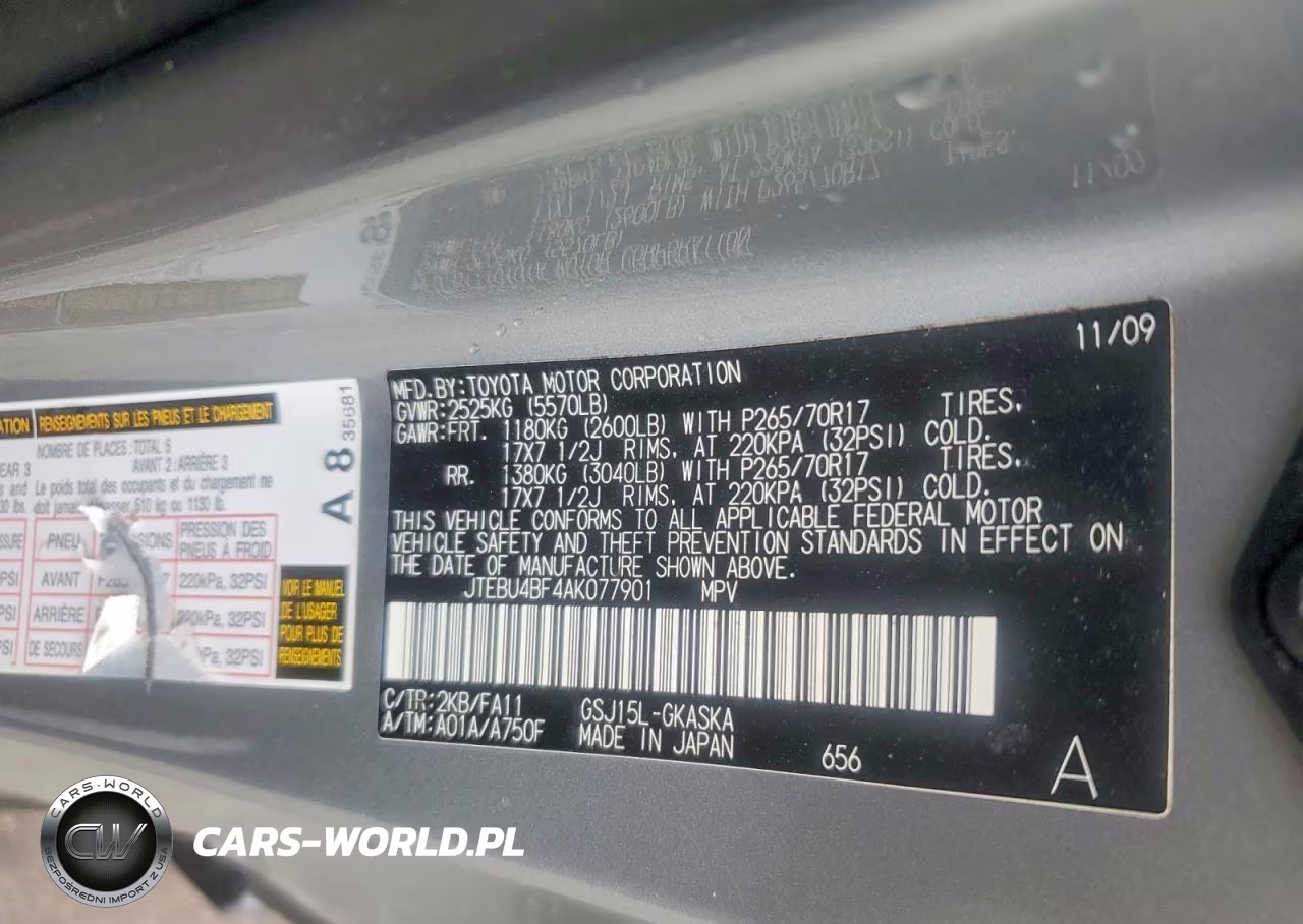 2010 Toyota Fj Cruiser Base VIN:JTEBU4BF4AK077901 - 13