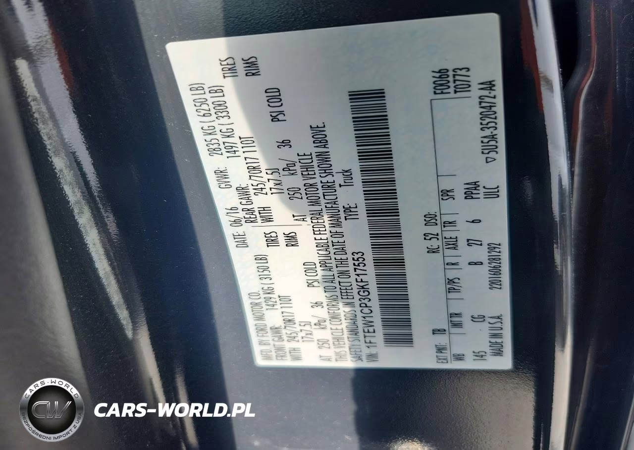 2016 Ford F150 Supercrew VIN:1FTEW1CP3GKF17553 - 13