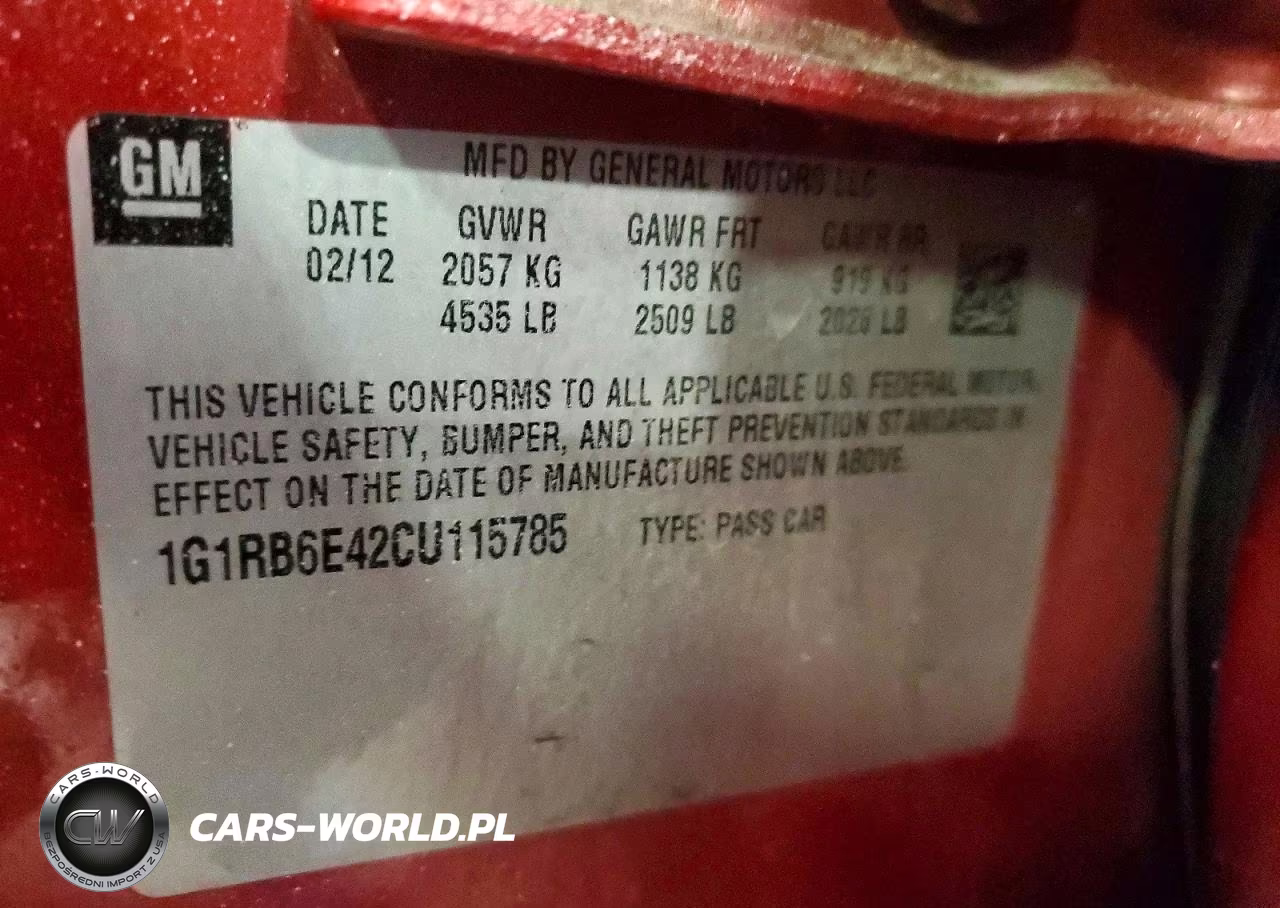 2012 Chevrolet Volt VIN:1G1RB6E42CU115785 - 12