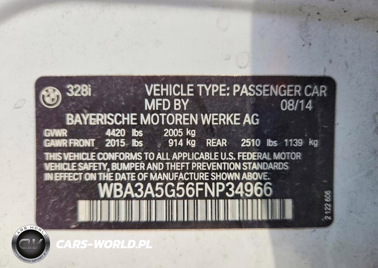 2015 BMW 328 I VIN:WBA3A5G56FNP34966 - 12