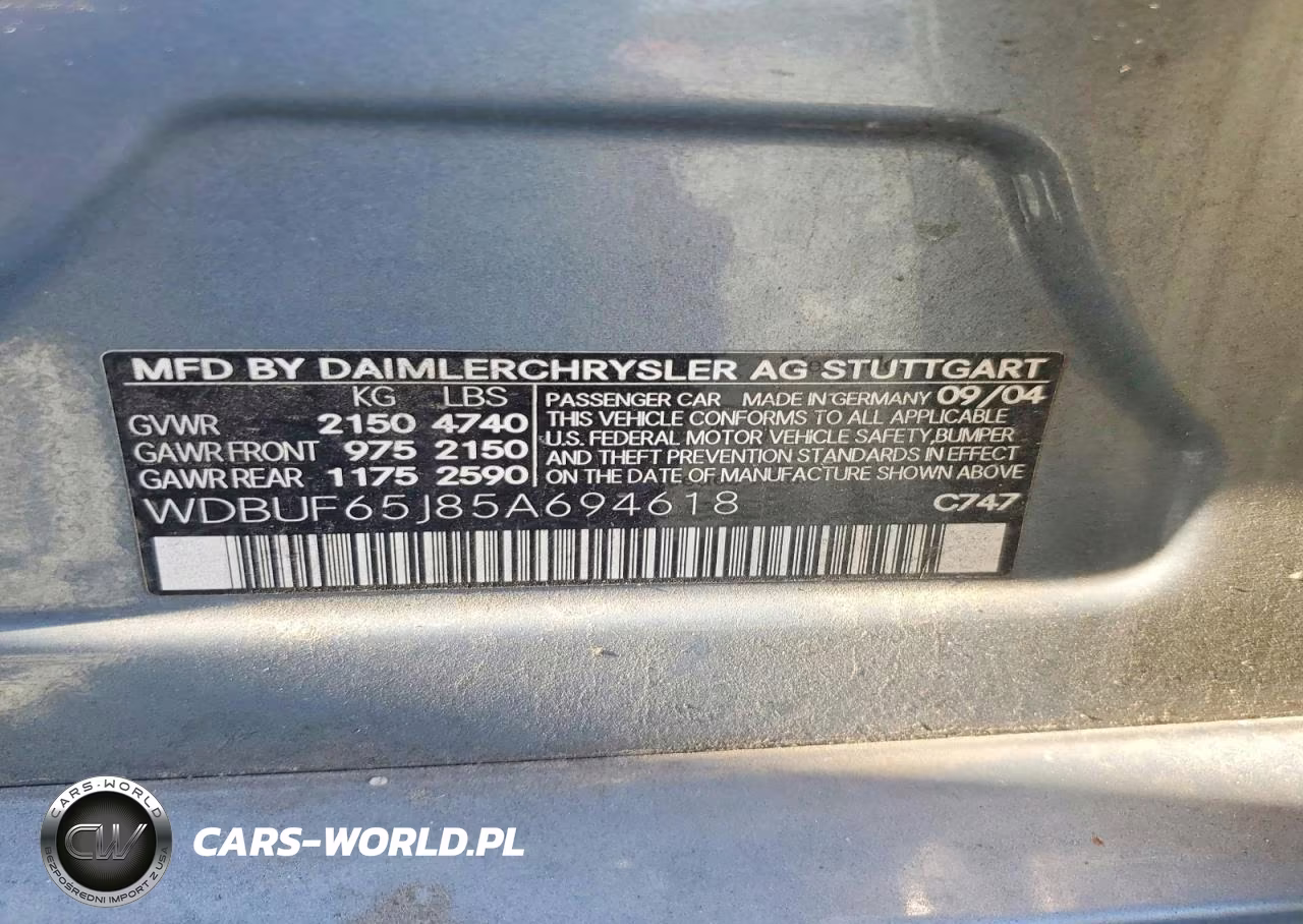 2005 Mercedes-Benz E 320 VIN:WDBUF65J85A694618 - 12