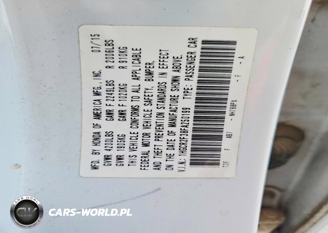 2015 Honda Accord Lx VIN:1HGCR2F38FA250199 - 12