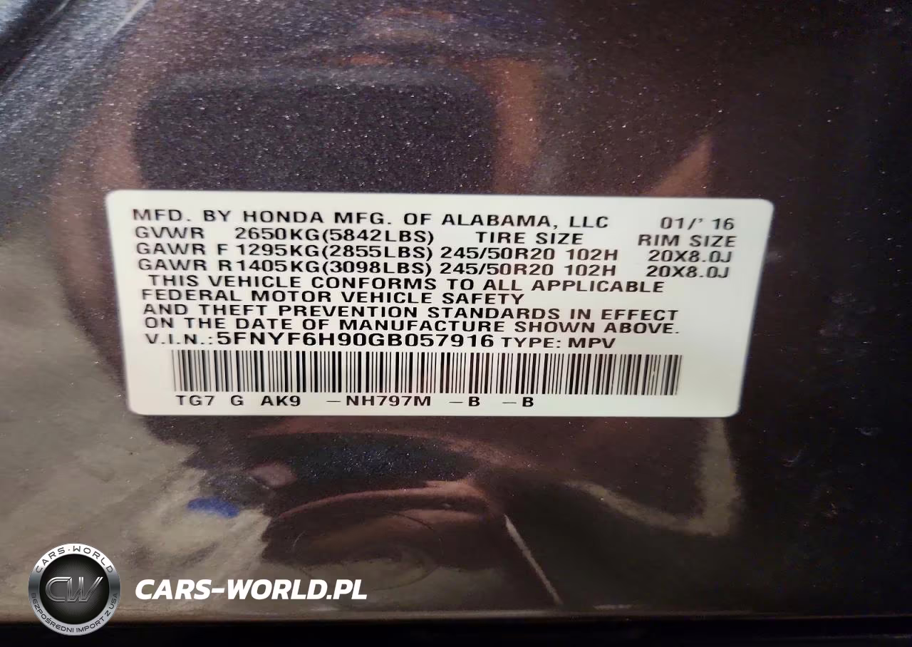 2016 Honda Pilot Touring VIN:5FNYF6H90GB057916 - 14
