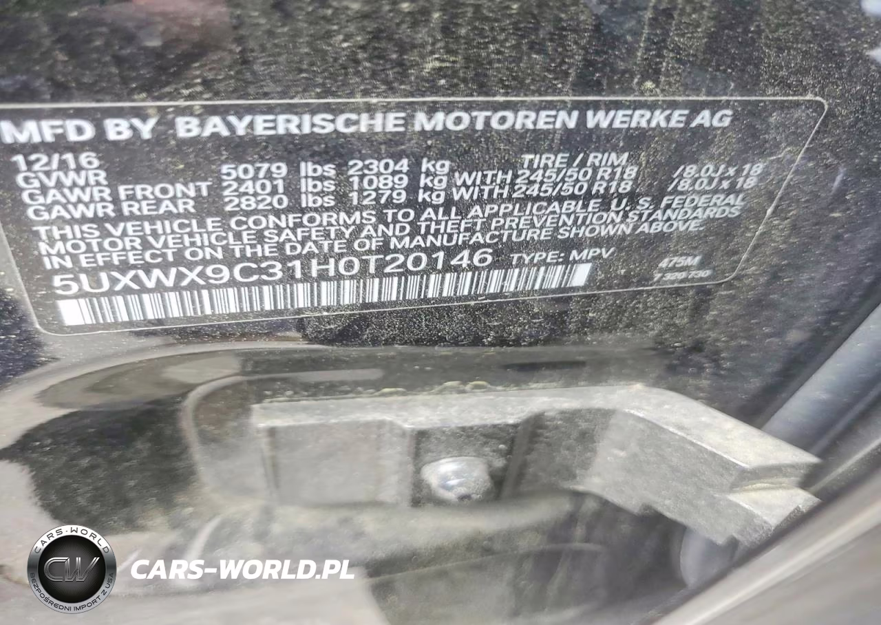 2017 BMW X3 xDrive28I VIN:5UXWX9C31H0T20146 - 14