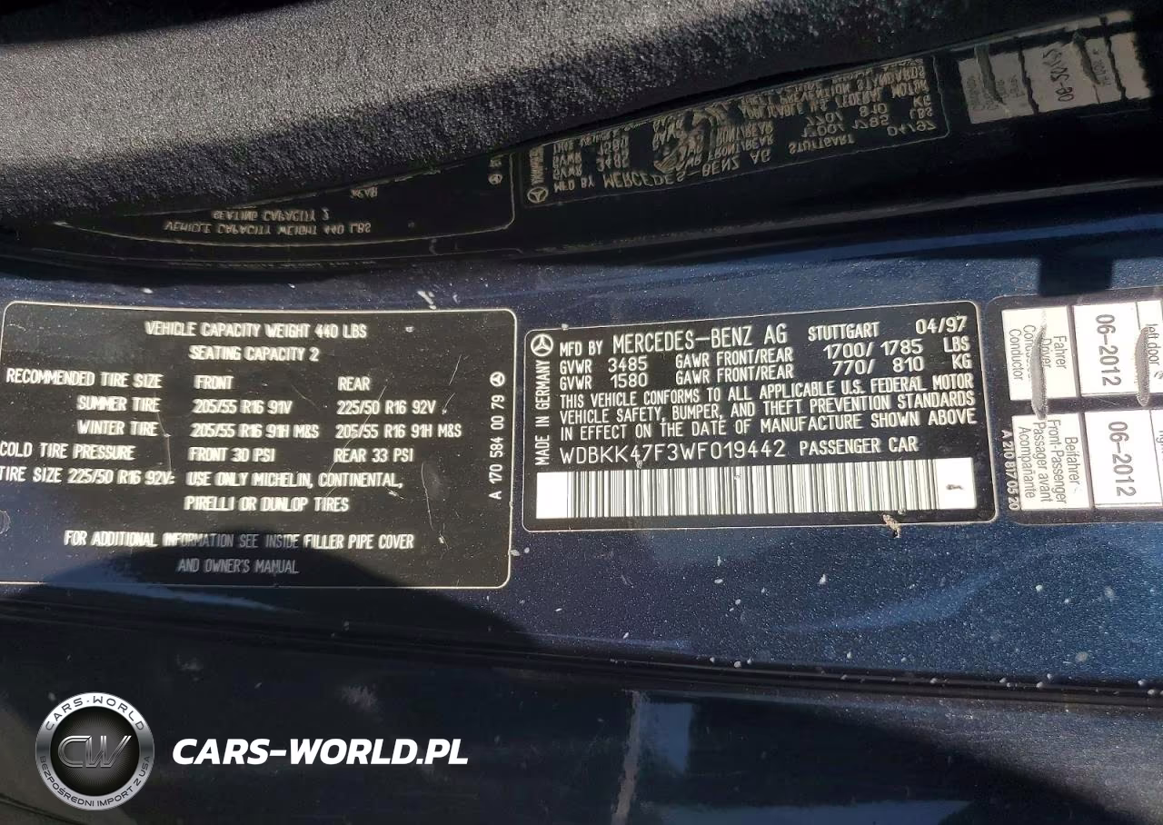 1998 Mercedes-Benz Slk 230 Kompressor VIN:WDBKK47F3WF019442 - 12