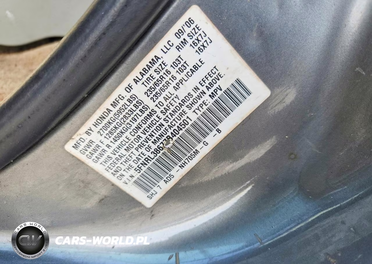 2007 Honda Odyssey Exl VIN:5FNRL38677B404501 - 13