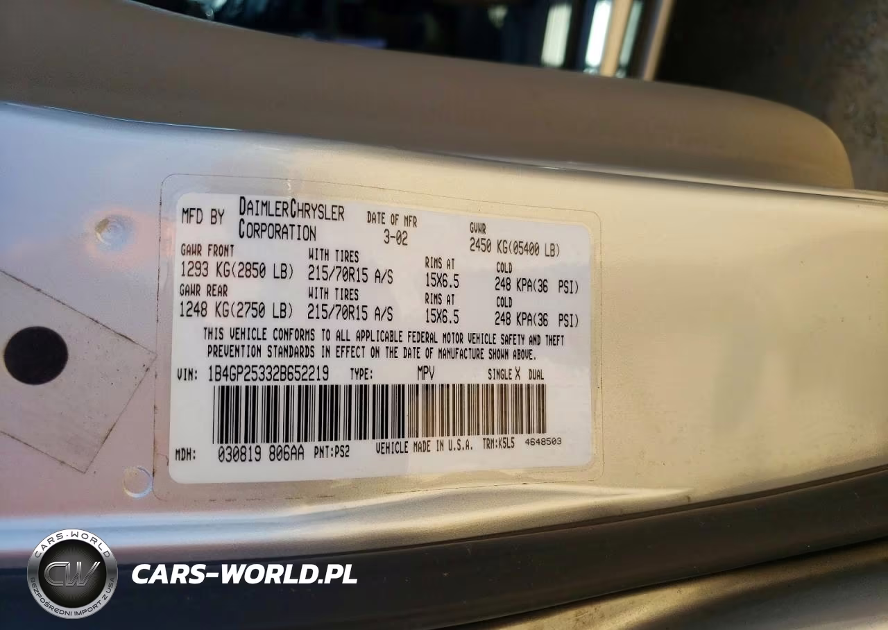 2002 Dodge Caravan Se VIN:1B4GP25332B652219 - 13