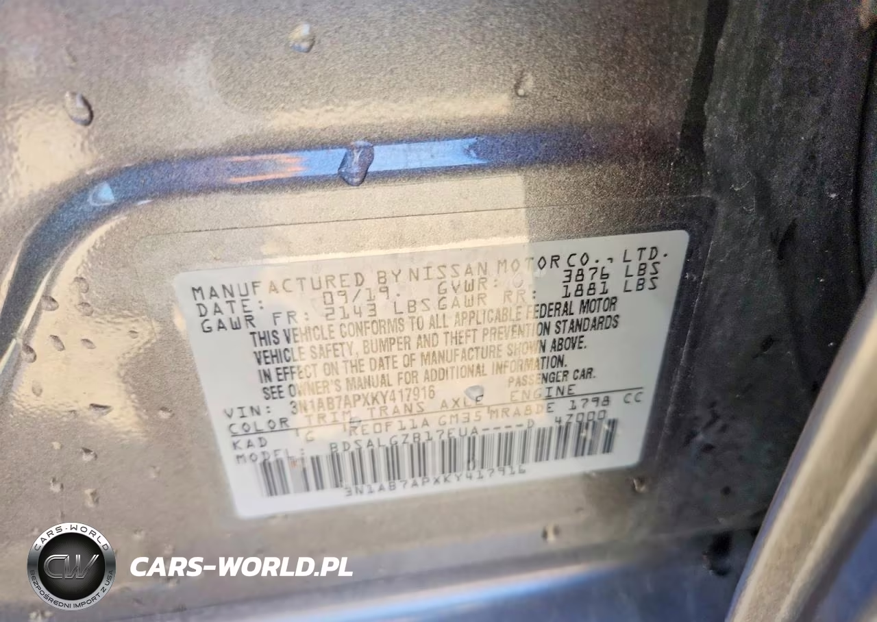 2019 Nissan Sentra Sl VIN:3N1AB7APXKY417916 - 13