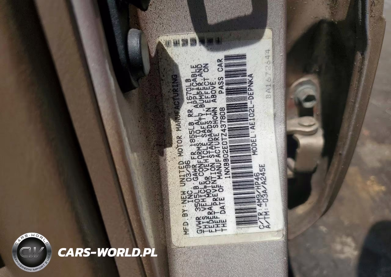 1996 Toyota Corolla Dx VIN:1NXBB02E0TZ437808 - 12