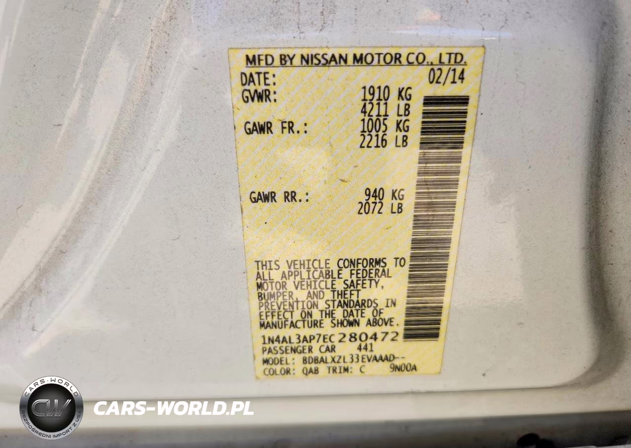 2014 Nissan Altima 2.5 Sl VIN:1N4AL3AP7EC280472 - 12