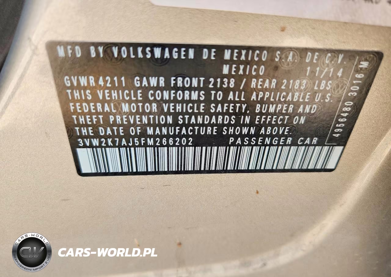 2015 Volkswagen Jetta Base VIN:3VW2K7AJ5FM266202 - 12