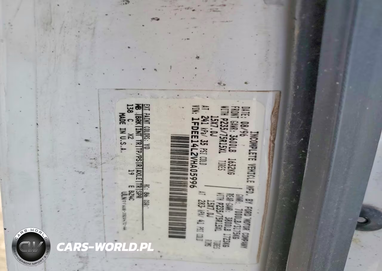 1997 Ford Econoline E150 Van VIN:1FDEE14L2VHA05996 - 14
