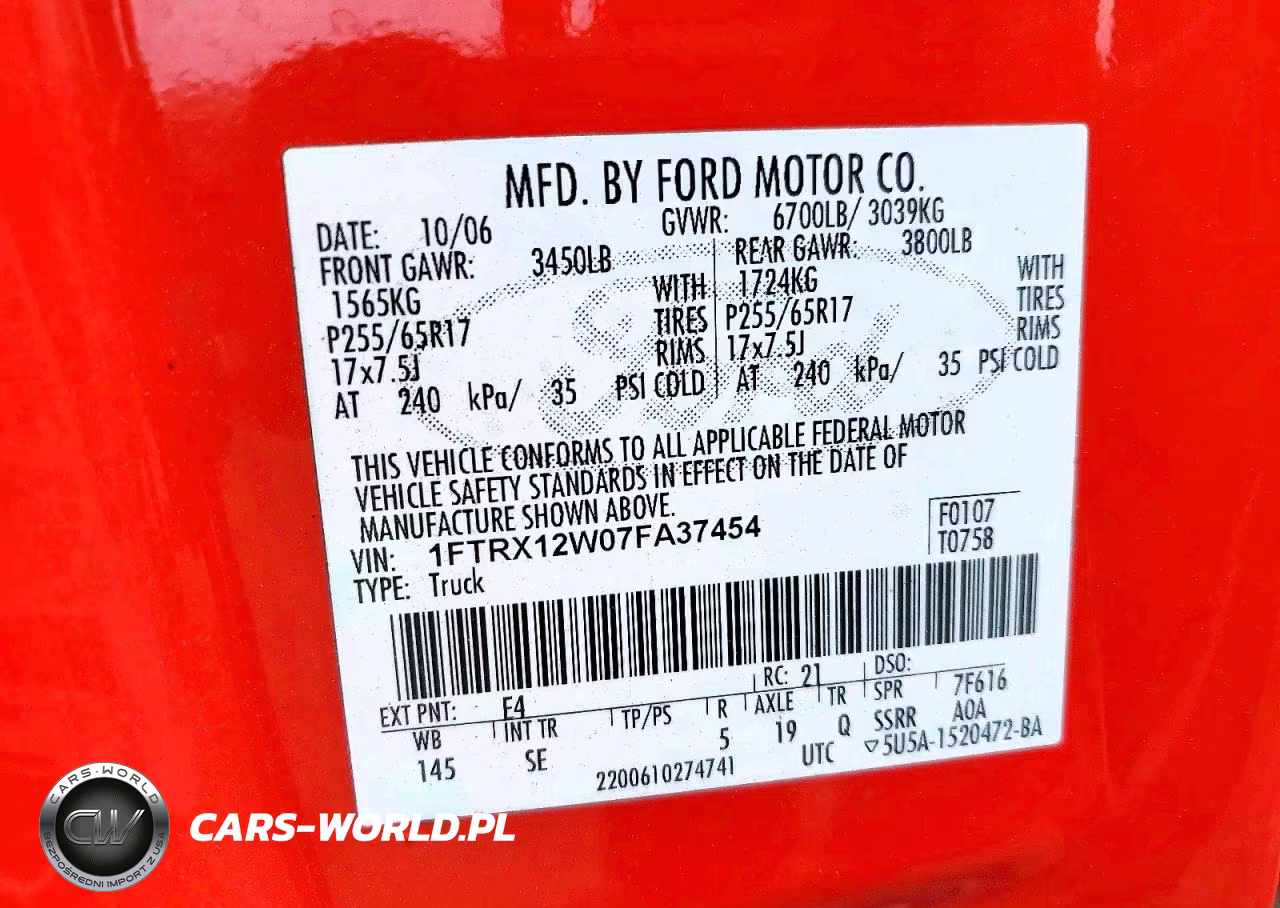 2007 Ford F150 VIN:1FTRX12W07FA37454 - 12