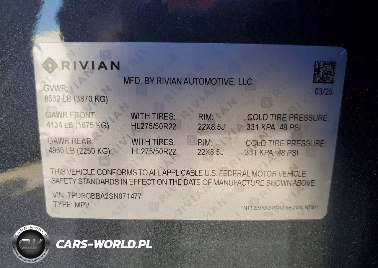 2025 Rivian R1S Adventure VIN:7PDSGBBA2SN071477 - 14