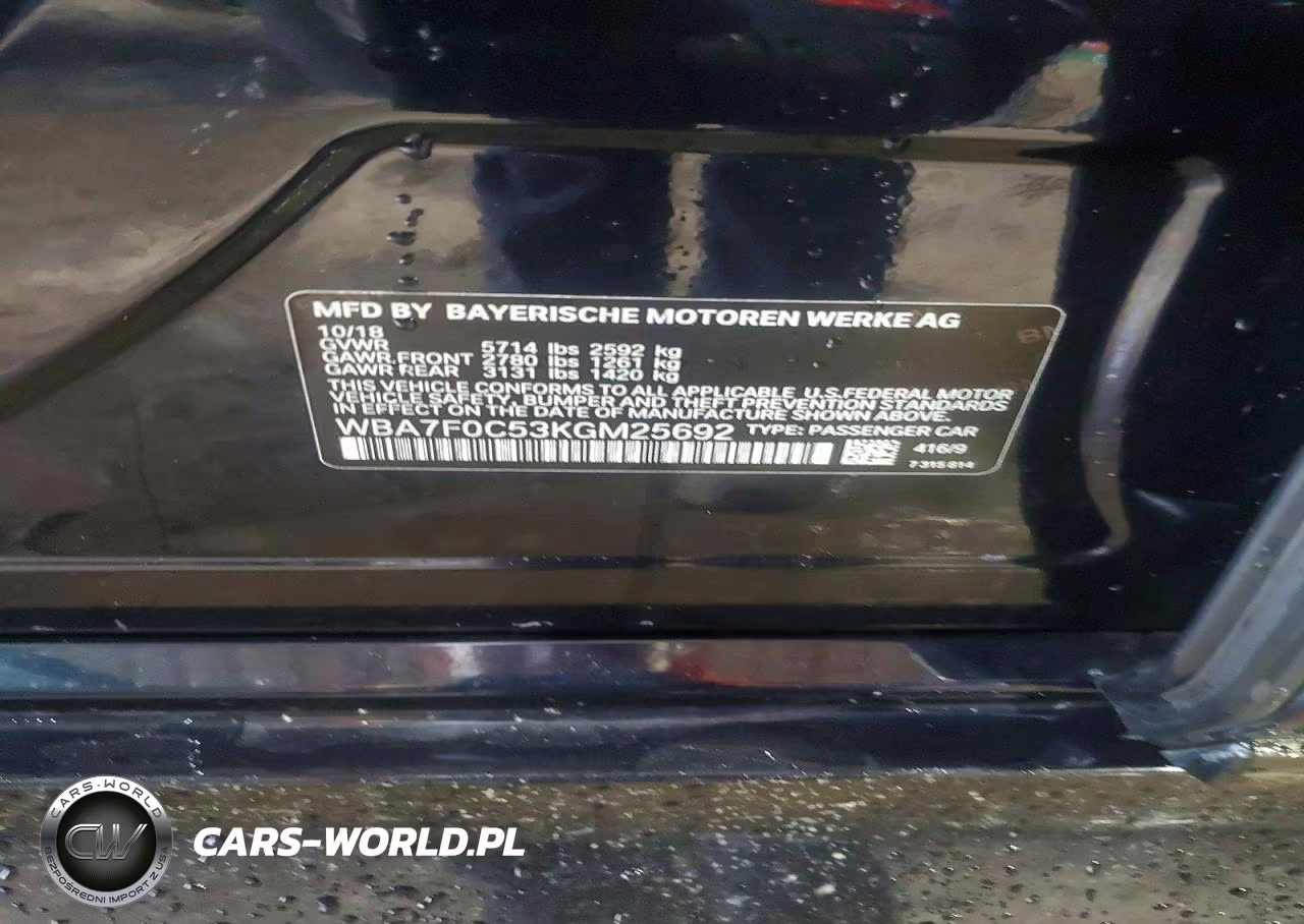 2019 BMW 750 I VIN:WBA7F0C53KGM25692 - 12