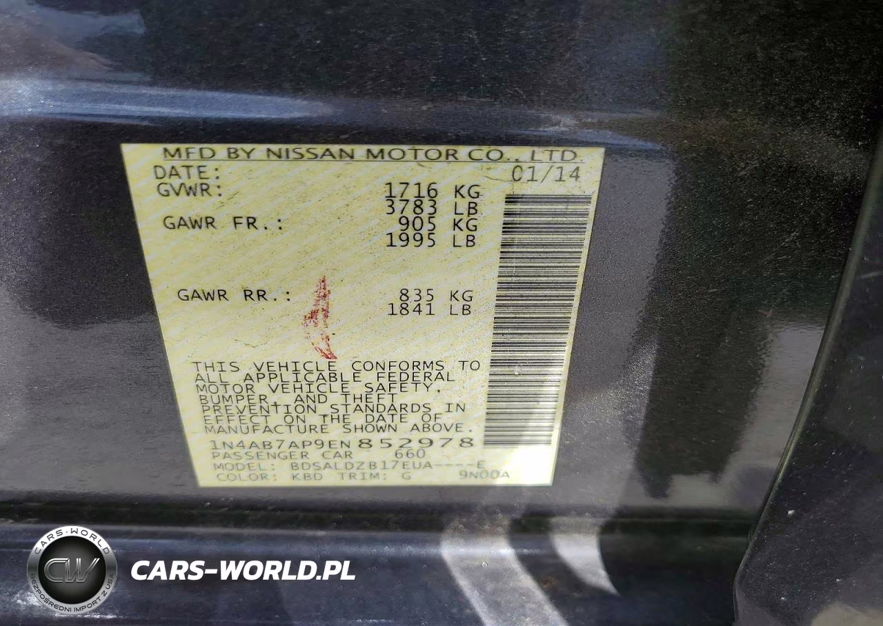 2014 Nissan Sentra Sv VIN:1N4AB7AP9EN852978 - 13