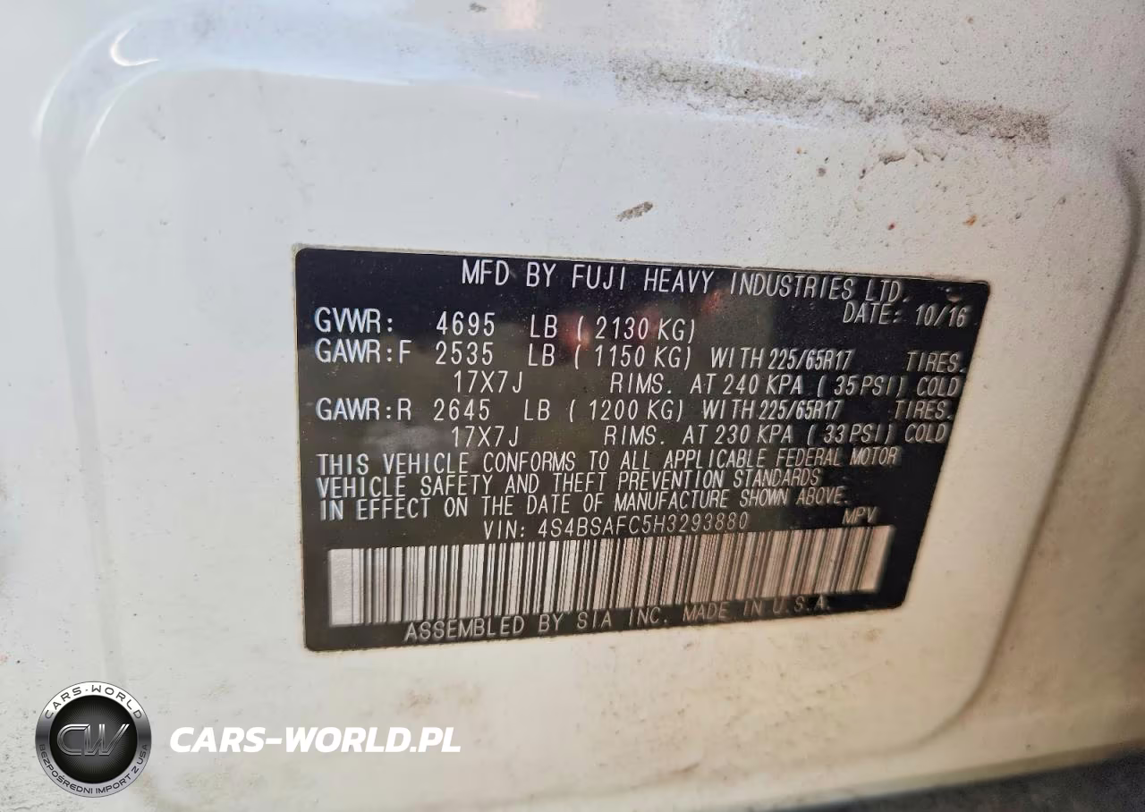 2017 Subaru Outback 2.5I Premium VIN:4S4BSAFC5H3293880 - 13