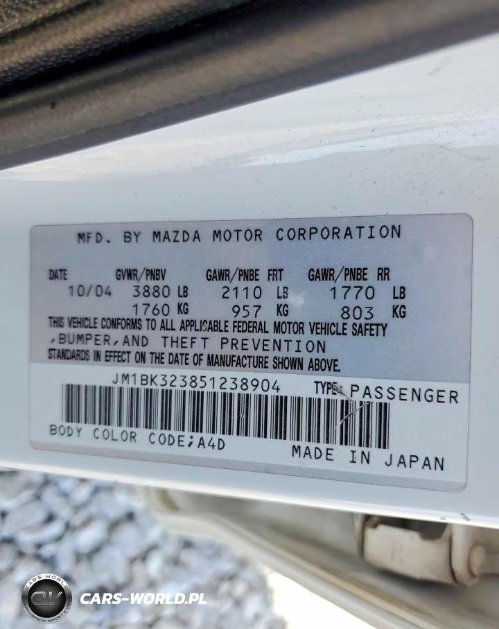 2005 Mazda 3 S VIN:JM1BK323851238904 - 12