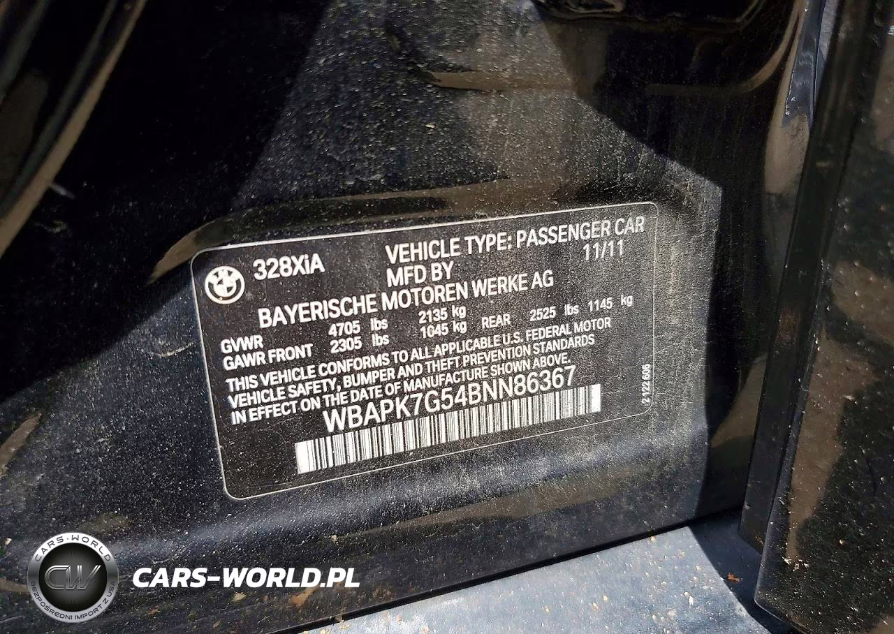 2011 BMW 328 Xi VIN:WBAPK7G54BNN86367 - 12