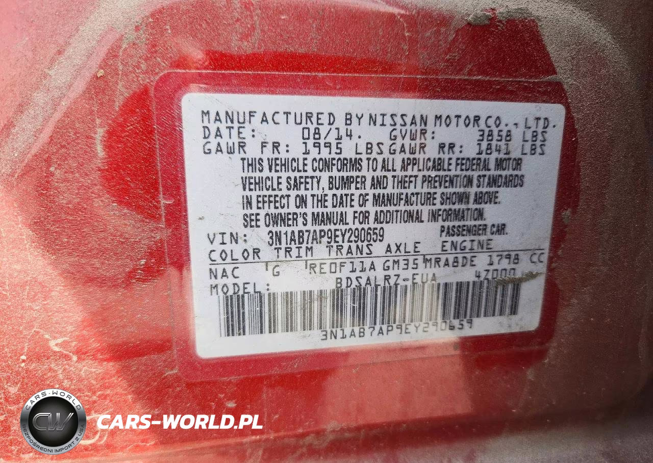 2014 Nissan Sentra Sr VIN:3N1AB7AP9EY290659 - 12