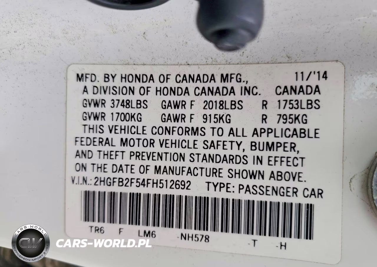 2015 Hond Civic Lx VIN:2HGFB2F54FH512692 - 12
