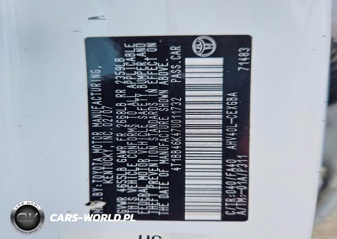 2007 Toyota Camry Hybrid VIN:4T1BB46K47U011732 - 13