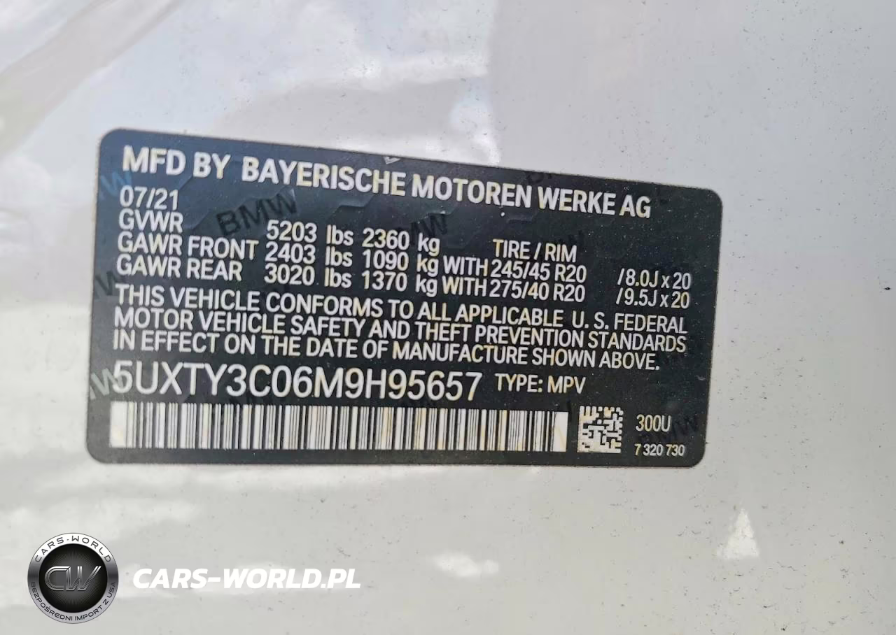 2021 BMW X3 Sdrive30I VIN:5UXTY3C06M9H95657 - 13