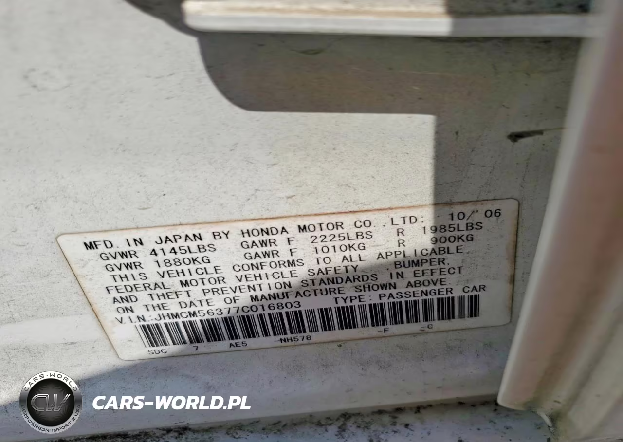 2007 Honda Accord Se VIN:JHMCM56377C016803 - 13