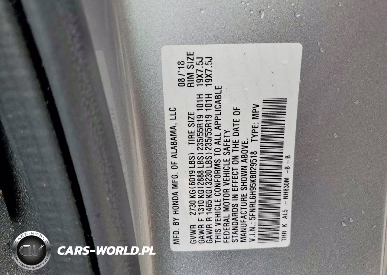 2019 Honda Odyssey Elite VIN:5FNRL6H95KB029518 - 13