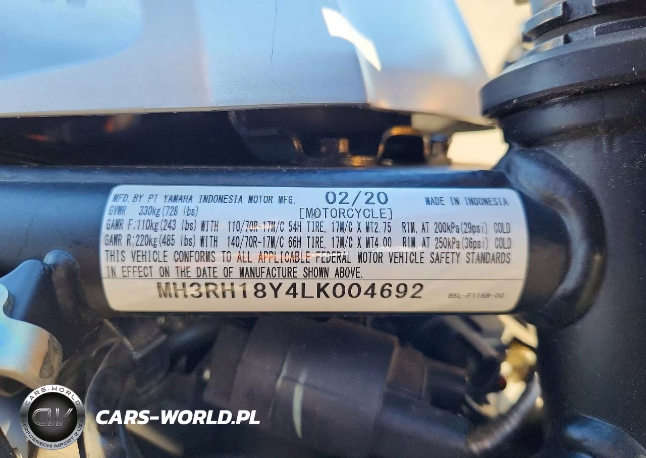2020 Yamaha Yzf R3 VIN:MH3RH18Y4LK004692 - 9