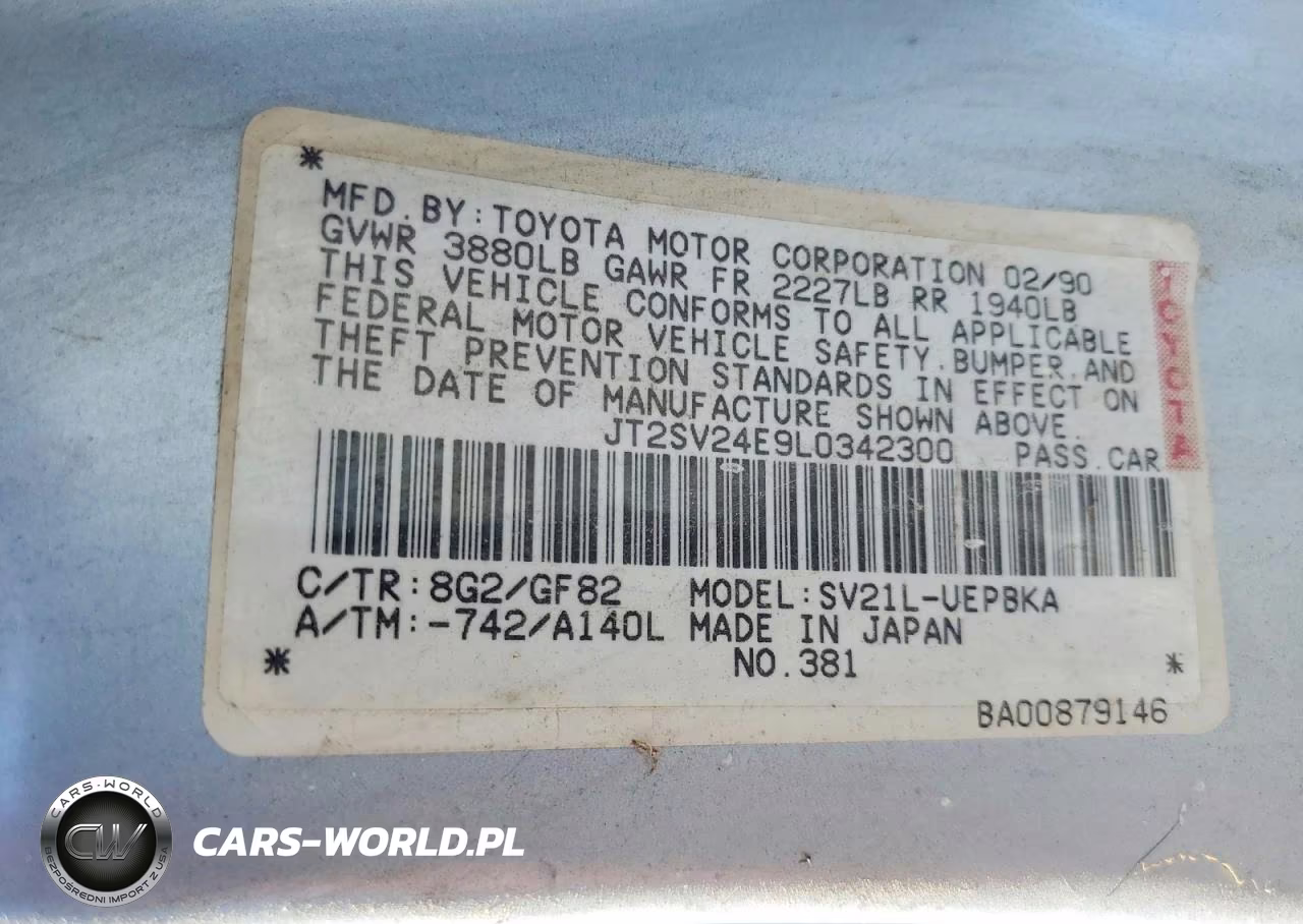 1990 Toyota Camry Base VIN:JT2SV24E9L0342300 - 12
