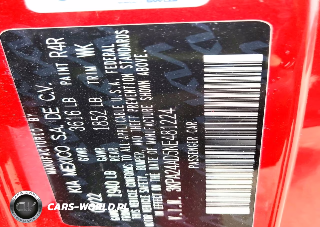2022 Kia Rio S VIN:3KPA24AD5NE481224 - 12