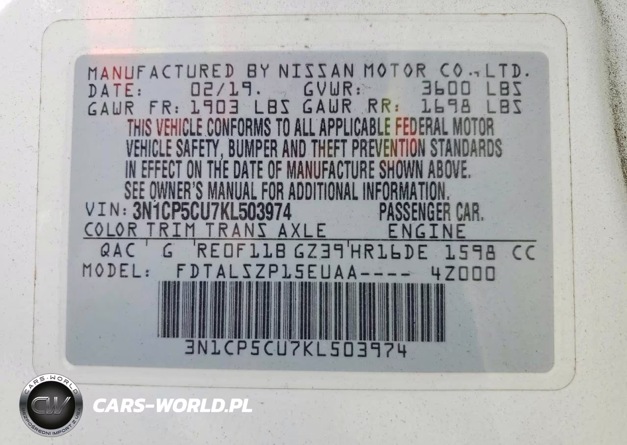 2019 Nissan Kicks VIN:3N1CP5CU7KL503974 - 13