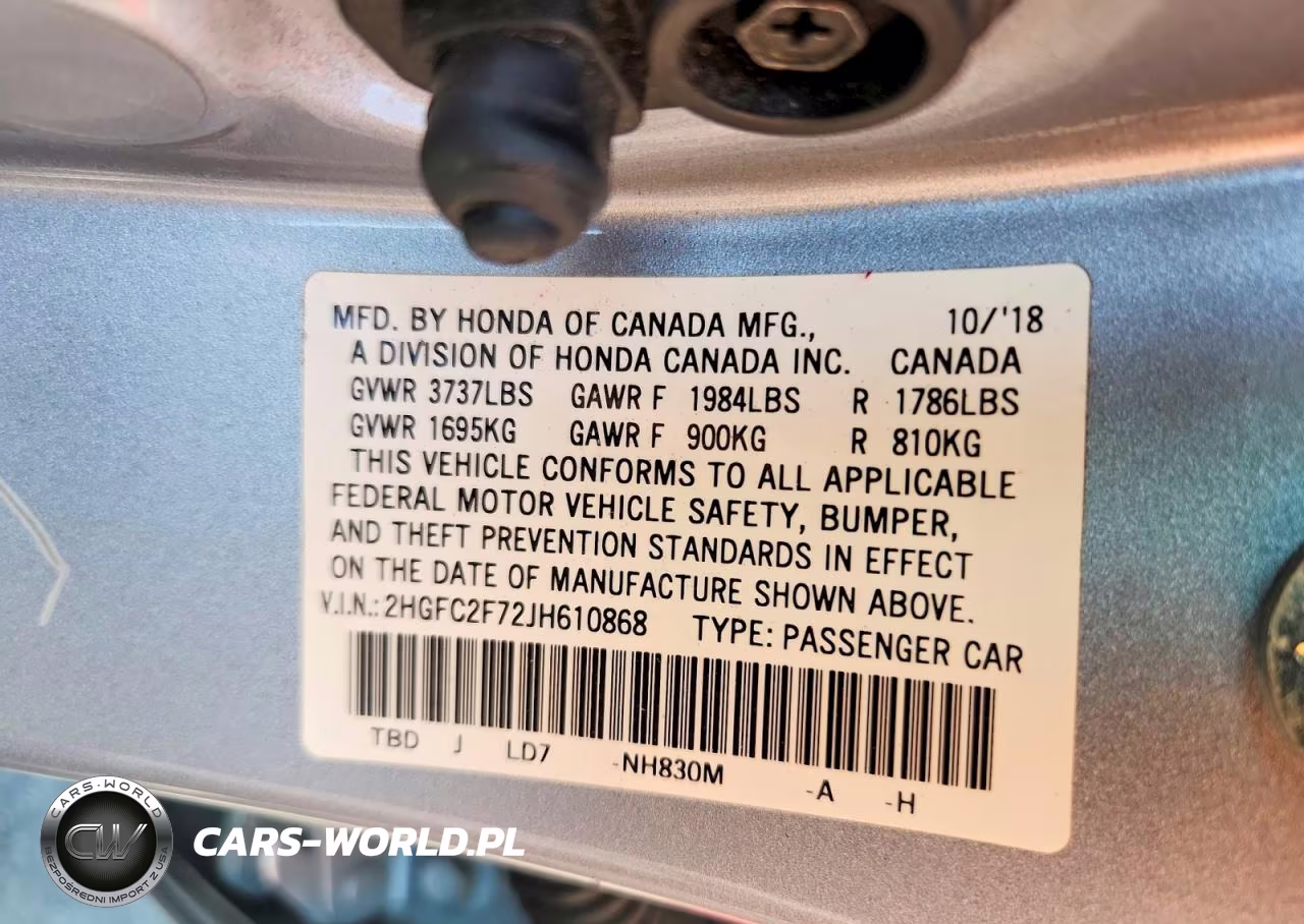2018 Honda Civic Ex VIN:2HGFC2F72JH610868 - 13