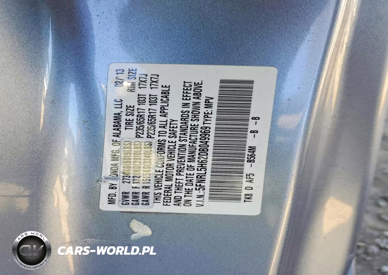 2013 Honda Odyssey Exl VIN:5FNRL5H62DB049969 - 13